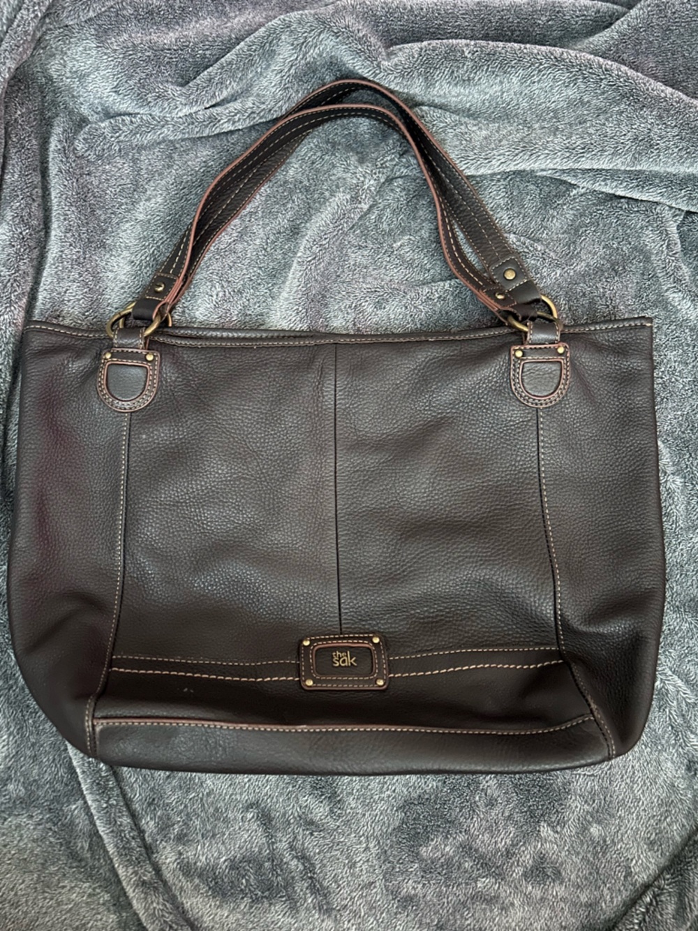 The Sak Chocolate Brown Pebbled Leather Tote Bag
